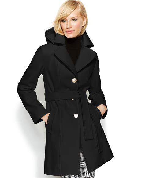 michael kors black padded coat|Michael Kors black wool coat.